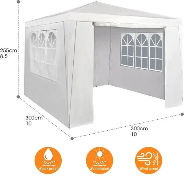 3x3M Heavy Duty Gazebo Marquee Pop UP Waterproof Garden Party Tent w/ Sides Gray - Nugentra