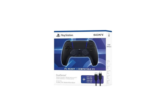 DualSense Wireless Controller Midnight Black + USB C Cable - Playstation 5, PC - Nugentra