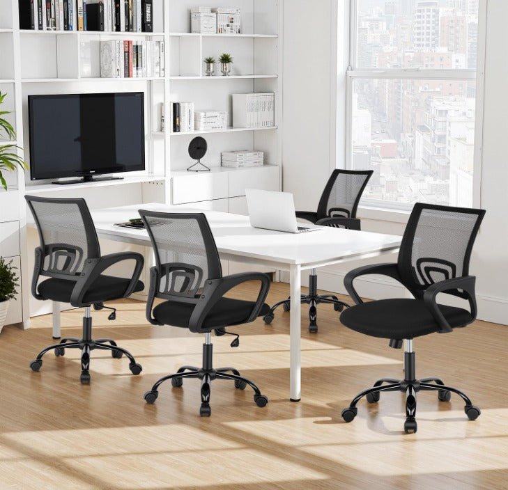 Ergonomic Mesh Office Chair, Mid-Back, Lumbar Support, Adjustable Height, Black - Nugentra