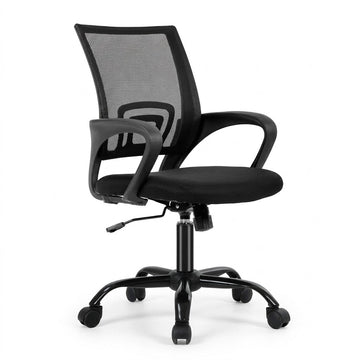 Ergonomic Mesh Office Chair, Mid-Back, Lumbar Support, Adjustable Height, Black - Nugentra