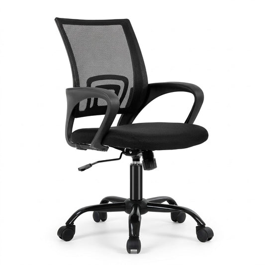 Ergonomic Mesh Office Chair, Mid-Back, Lumbar Support, Adjustable Height, Black - Nugentra