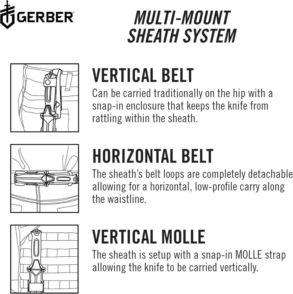 Gerber StrongArm Fixed Blade Knife Full Tang Outdoor Survival Camping Tool - Nugentra