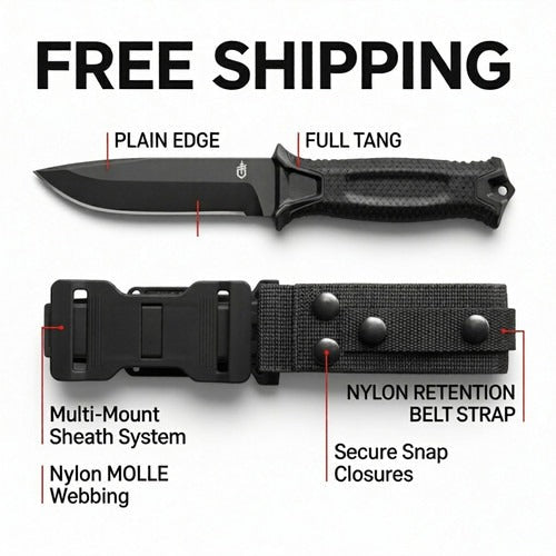 Gerber StrongArm Fixed Blade Knife Full Tang Outdoor Survival Camping Tool - Nugentra
