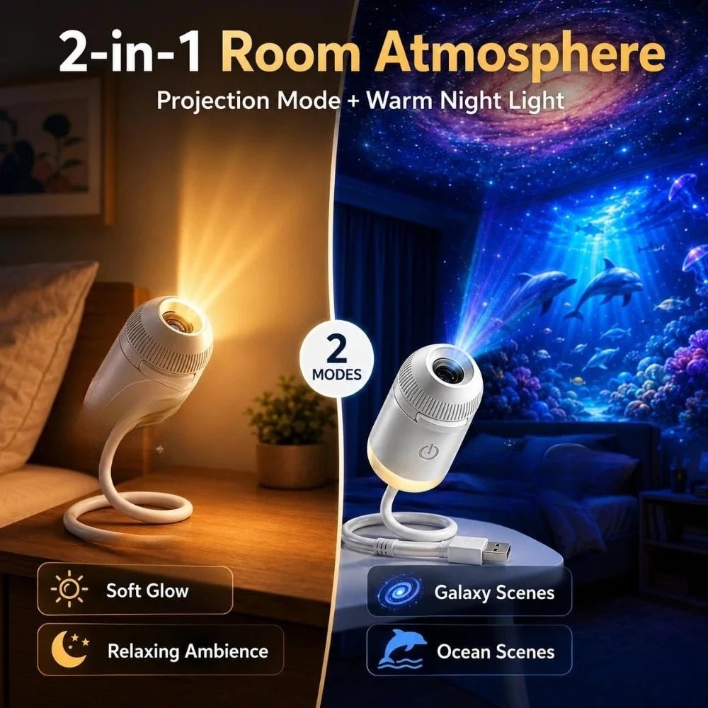 Hd Smart Dynamic 5d Holographic Night Light Projector, 2 In 1 Galaxy Night Light - Nugentra