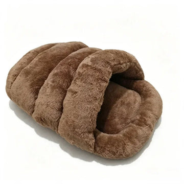 Soft Plush Semi-Enclosed Cat Bed Winter Warm Pet House Foldable Cat Cave Sleeping Bag Kennel Windproof Thickened for Small Dogs - Nugentra
