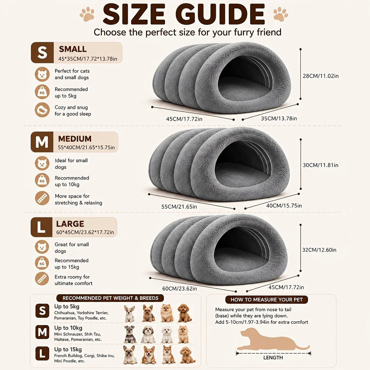 Soft Plush Semi-Enclosed Cat Bed Winter Warm Pet House Foldable Cat Cave Sleeping Bag Kennel Windproof Thickened for Small Dogs - Nugentra