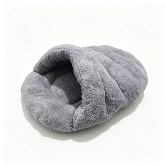 Soft Plush Semi-Enclosed Cat Bed Winter Warm Pet House Foldable Cat Cave Sleeping Bag Kennel Windproof Thickened for Small Dogs - Nugentra